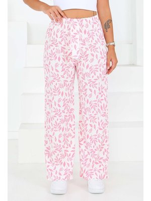 Pembe Desenli Beli Lastikli Bürümcük Pantolon Pembe Desenli Beli Lastikli Bürümcük Pantolon