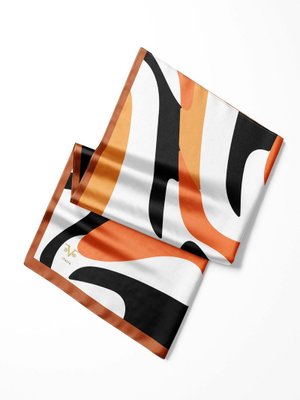 Geometrik Desen Pavia Seri Şal Eşarp Askısı İle Birlikte 90x200 Cm Turuncu Siyah Geometrik Desen Pavia Seri Şal Eşarp Askısı İle Birlikte 90x200 Cm Turuncu Siyah