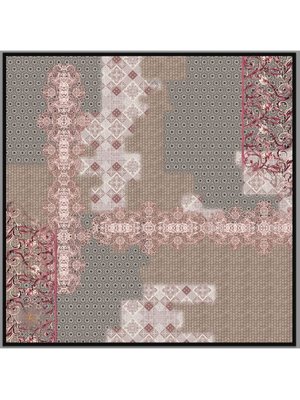 Pudra Desenli Korea Crape Seri 120x120 Cm Vizon