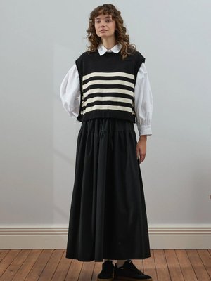 Siyah Fırfır Detay Poliviskon Etek