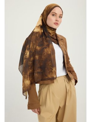 70x190 Cm Zamansız Hayal Kahverengi Efilia Desenli Şal