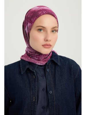 90x90 Cm Köklerin Aynısı Mürdüm Efilia Desenli Eşarp