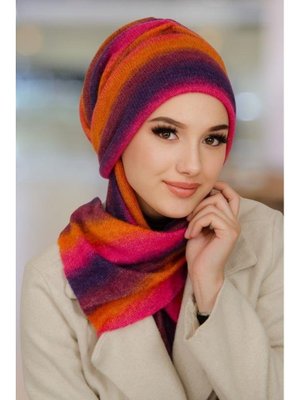 Rengarenk Kışlık Kelebek Bone Şal