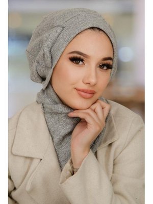 Gri Melanj Fiyonklu Bere Ve Etol Takım