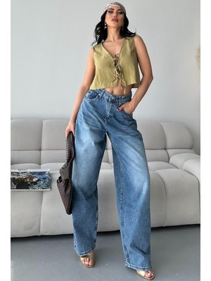 Mavi Mavı Bıyık Baggy Kot Pantolon