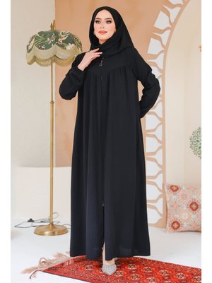 Fermuarlı Siyah Ferace 45285s