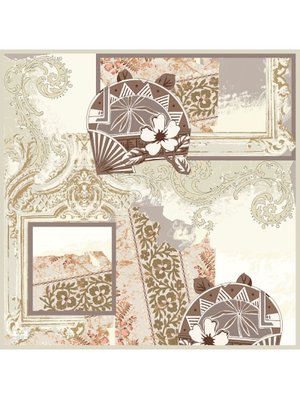 Bej Desenli İtalyan Şifon Eşarp Askısı İle Birlikte 110x110 Cm Kahverengi