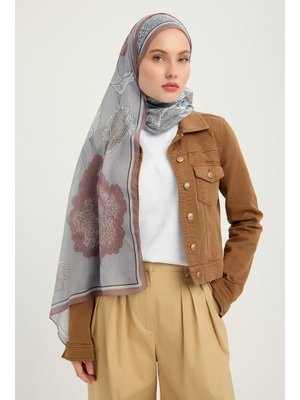 70x190 Cm Mercan Bahçesi Vizon Efilia Desenli Şal