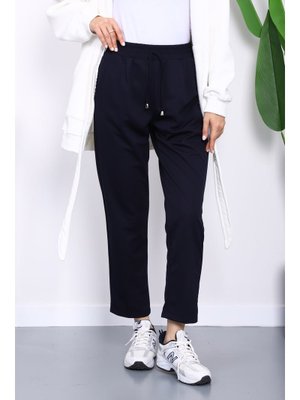 Lacivert Beli Lastikli Cepli Double Pantolon Lacivert Beli Lastikli Cepli Double Pantolon