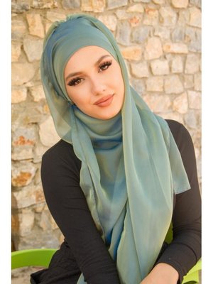 Yeşil Gold Janjan Şifon Abiye Şal