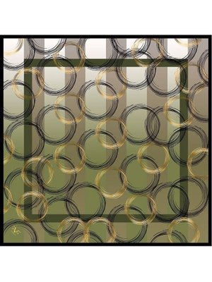 Yeşil Geometrik Desen Black Seri Twill Eşarp Askısı İle Birlikte 90x90 Cm