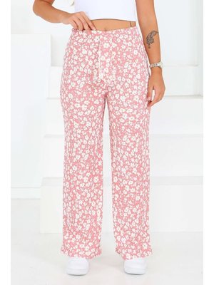 Gul Kurusu Desenli Beli Lastikli Bürümcük Pantolon Gul Kurusu Desenli Beli Lastikli Bürümcük Pantolon