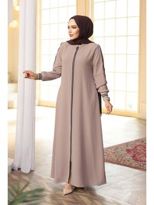 Fermuarlı Koyu Bej Ferace 26381kbej