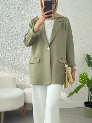 Çağla Y. Cepli Tek Düğmeli Likralı Ceket