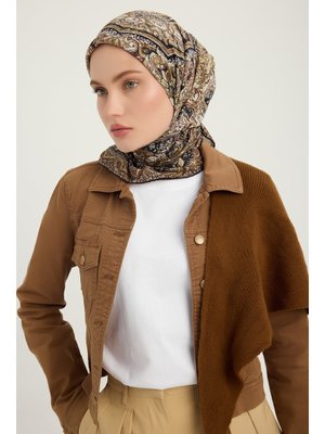 90x90 Cm Ebedi Saraylar Vizon Vierra Desenli Viskon Eşarp