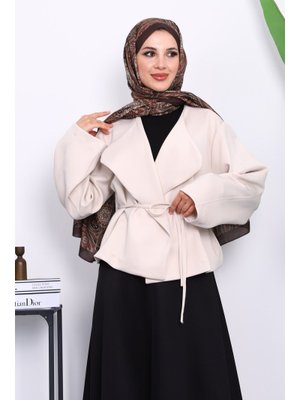 Taş Şal Yaka Scuba Puf Kısa Ceket