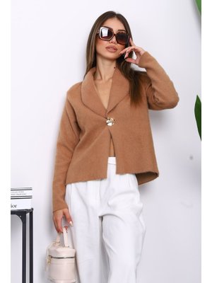 Bisküvi Tek Düğmeli Angora Yumoş Hırka