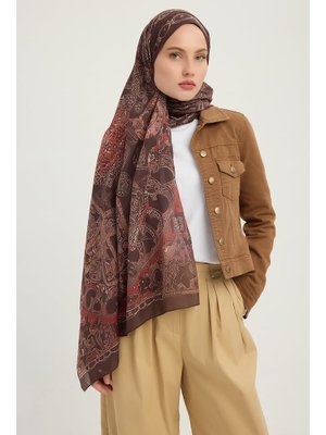 70x190 Cm Sonsuz Aşk Kahverengi Efilia Desenli Şal