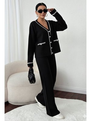 Siyah Kesik Çizgili Ceket Takım