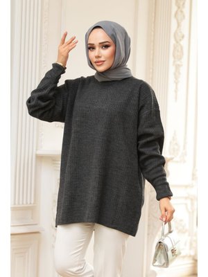 Fitilli Antrasit Triko Kazak Tunik 29141ant Fitilli Antrasit Triko Kazak Tunik 29141ant