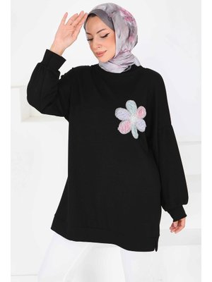 Siyah Çiçek İşlemeli Oysho Tunik Siyah Çiçek İşlemeli Oysho Tunik