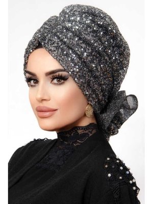 Gümüş Payet Abiye Tokalı Bone