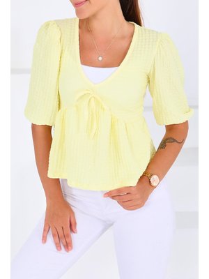 Sarı Buffle Kısa Kollu Bluz Sari