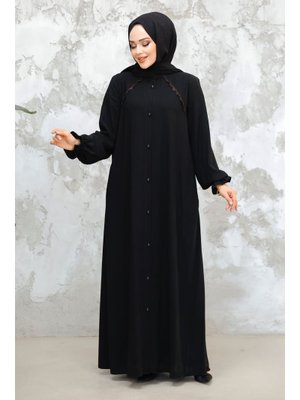 Düğmeli Siyah Ferace 45275s
