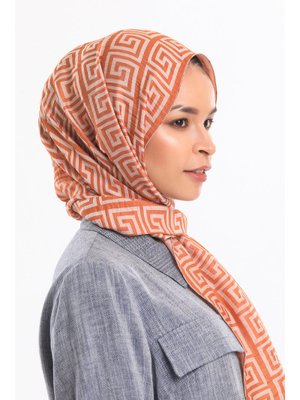 Krem Jakar Dokuma Desen Jakarlı Modal Seri Şal Askısı İle Birlikte 75x200 Cm Turuncu Krem Jakar Dokuma Desen Jakarlı Modal Seri Şal Askısı İle Birlikte 75x200 Cm Turuncu