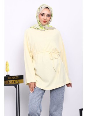 Sarı Bisiklet Yaka Bel Kuşaklı Tunik Sarı Bisiklet Yaka Bel Kuşaklı Tunik