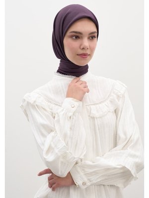 Pamuk Viskon Eşarp Patlıcan Moru