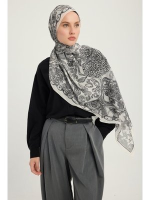 70x190 Cm Sonsuz Aşk Gri Efilia Desenli Şal