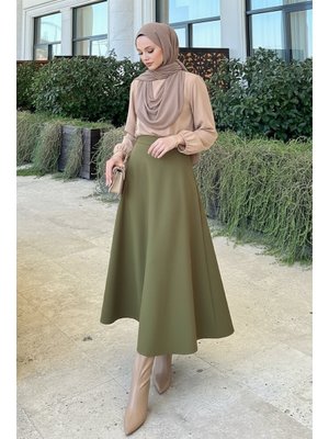 Haki Scuba Kloş Etek