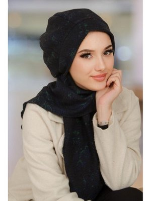 Siyah Yeşil Desen Bere