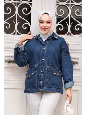 Düğmeli Lacivert Kot Ceket 20387l