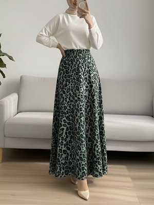 Çağla Y. Leopar Desenli Scuba Etek