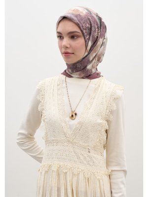 Vıntage Rose Desen Pamuklu Viskon Eşarp Gülkurusu Vıntage Rose Desen Pamuklu Viskon Eşarp Gülkurusu