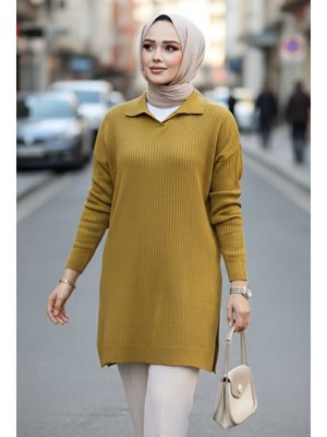 Fitilli Yağ Yeşili Triko Tunik 65903yy