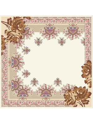 Desenli İtalyan Şifon Eşarp Askısı İle Birlikte 110x110 Cm Kahve