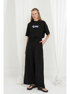 20646pnt Beli Lastikli Bağlamalı Bol Pantolon