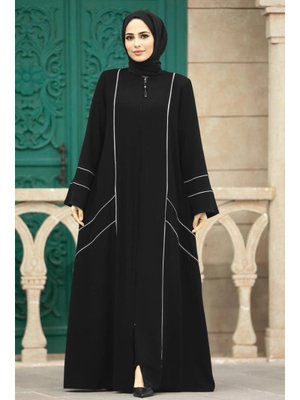 Fermuarlı Ekru Rabia Krep Ferace 35162e