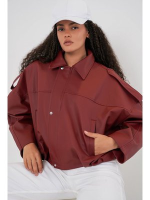 Kiremit Oversize Deri Ceket