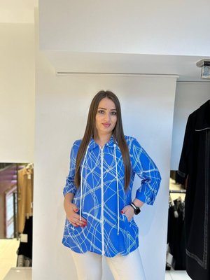 Mavi Büyük Bedeb Fermuarlı Bluz Mavi Büyük Bedeb Fermuarlı Bluz