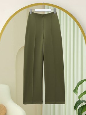 Haki Bol Paça Çimalı İki İp Penye Pantolon