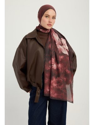70x190 Cm Zamansız Hayal Bordo Efilia Desenli Şal