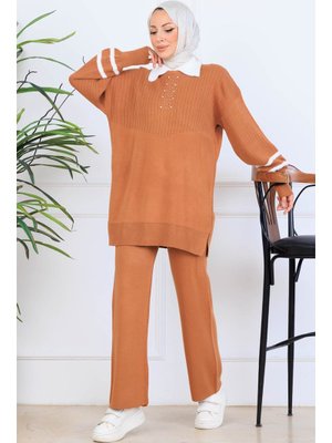 Taba Taş İşlemeli Triko Takım