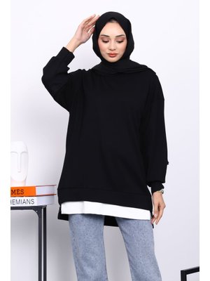 Siyah Bisiklet Yaka Yan Fermuarlı Tunik Siyah Bisiklet Yaka Yan Fermuarlı Tunik