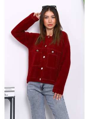 Bordo Angora Yumoş Triko Hırka