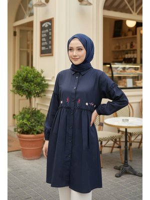 Nakış Desenli Lacivert Tunik 40603l