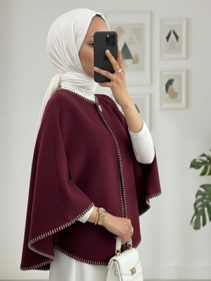 Mürdüm Çoban Dikişli Cepli Kaşe Panço